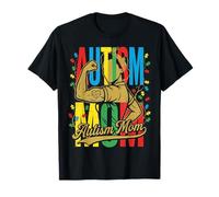Strong Autism Mom Retro Flexing Woman Puzzle Piece Awareness T-Shirt