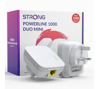 STRONG AV1000 Powerline Adapter Kit, HomePlug AV2 Powerline Network Extender, Plug & Play with Pair Button, Gigabit Ethernet Ports, Power Saving Mode, 300 Meters Range, Ideal for 3D/4K TV