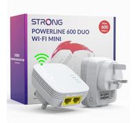 STRONG AV600 WiFi Powerline Adapter Kit, HomePlug AV2 Powerline WiFi Extender, WiFi 300Mbps, Plug & Play with Pair Button, Power Saving Mode, 100Mbps LAN Ports, Ideal for TV, Laptop, Gaming Console