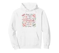 Strong Beautiful Brave Mama Floral Butterfly Design Pullover Hoodie