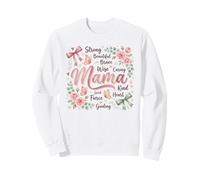 Strong Beautiful Brave Mama Floral Butterfly Design Sweatshirt