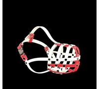 Strong Biothane Dog Muzzle for Staffy & Staffordshire Bull Terrier | Waterproof Easy-Clean Basket Design | Anti-Bite & Scavenging (AS0, White/Red)