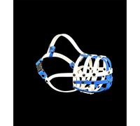 Strong Biothane Dog Muzzle for Staffy & Staffordshire Bull Terrier | Waterproof Easy-Clean Basket Design | Anti-Bite & Scavenging (AS2, White/Blue)