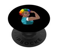 Strong Black gay Woman Pride Power PopSockets Adhesive PopGrip