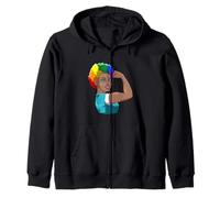 Strong Black gay Woman Pride Power Zip Hoodie
