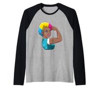 Strong Black Pansexual Woman Pride Power Raglan Baseball Tee