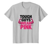Strong Boys wear Pink Statements of Strength and Confidence for Boys T-Shirt, Youth, Silver Grey, Large