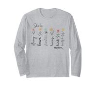 Strong Brave Fearless Loving Kind Beautiful Mom Floral Long Sleeve T-Shirt