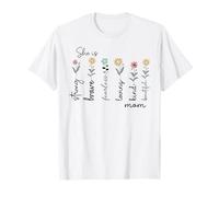 Strong Brave Fearless Loving Kind Beautiful Mom Floral T-Shirt