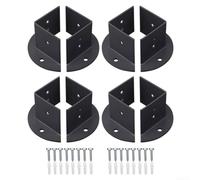 Strong Carbon Steel Post Base Brackets Adjustable Fit For 2x2 4x4 6x6 Inch Timber Decking Pergola Gazebo Fence Black Coated Iron Anchors Eight Pieces(8pcs)