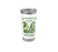 Strong Cerebral Palsy Awareness gnome Green Ribbon Stainless Steel Insulated Tumbler