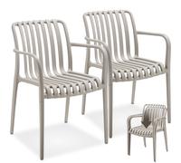 Tectake Garden Chairs Alcudia - Weather-Resistant, Durable And Long-Lasting Plastic - Taupe - Set Of 6