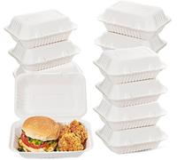 Strong Clamshell Takeaway Boxes PACK OF 50 7"x5" Disposable Takeaway Container Boxes for HOT & COLD FOOD, Microwave Safe, Heavy Duty Takeaway Food Containers, Tab Lock Closure, Food Safe Burger Boxes