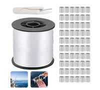 Strong Clear Picture Hanging Wire 200M 0.6mm Nylon Invisible String 120pcs Aluminum Crimping Loop Sleeves Scissor Included Monofilament Fishing Line