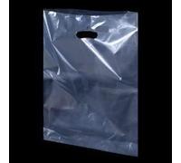 Strong Clear Transparent Colour Plastic Polythene Die Cut Handle Carrier Bags - Medium & Large Size Patch Varigauge Shopping Gift Boutique Party Fancy (22 x 18 + 3'', 25)