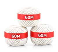Strong Cotton Twine String Balls - (60M x 12) 720M - Multi Purpose Household 100% Pure Cotton Cord Strings for Crafting, Gift Wrapping, Butchery, Gardening & Packing