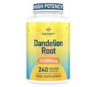 Strong Dandelion Root Capsules 10,000mg | 240 Vegan Capsules | High Strength for Bloating & Water Retention | Fluid Balance with High Absorption | Liver Detox | FuelFinity® | Vegan