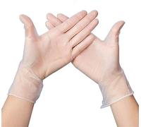 Strong Disposable Vinyl Gloves Medium Size, 100pcs Box, Clear Disposable Gloves Medium, Powder Free Gloves Medium, Heavy Duty Disposable Gloves (CLEAR, POWDER FREE VINYL GLOVES, MEDIUM)