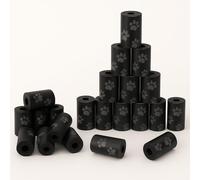 Strong Dog/Cat Poo Bags | Biodegradable | Black | 8 Rolls/120 bags | Paw Printed