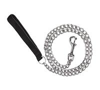 Strong Dog Lead Chain 1.2m Chew Proof Metal Dog Leash 4ft Heavy Duty No Bite Lead for Puppies Small Medium Large Dogs - Padded Comfy Handle, S: 0.2cm/0.09Inch Width Black