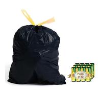 Strong Drawstring Bin Bag Liners, 12 Rolls x 15 Bags, 180 Pack 30-40L Black Plastic Bin Bags For Office, Kitchen,Bathroom Bins Indoor Trash Bin, Heavy Duty, Unscented Garbage Bags 60 x 80cm