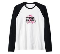 Strong Enough to Wear Pink: Breast Cancer Awareness Raglan Baseball Tee, Men, Black/White, M