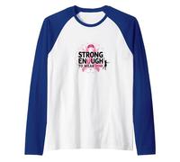 Strong Enough to Wear Pink: Breast Cancer Awareness Raglan Baseball Tee, Men, Royal Blue/White, XXL