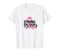 Strong Enough to Wear Pink: Breast Cancer Awareness T-Shirt, Men, White, 4XL