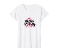 Strong Enough to Wear Pink: Breast Cancer Awareness T-Shirt, Women, White, XL