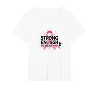 Strong Enough to Wear Pink: Breast Cancer Awareness T-Shirt, Women's Plus, White, 3X