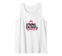 Strong Enough to Wear Pink: Breast Cancer Awareness Tank Top, Men, White, M
