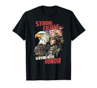 Strong Fierce Serving with Honor Female Soldier Design T-Shirt