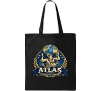 Strong figure holding the world globe Natural Cotton Tote Bag Black