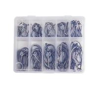 STRONG FISH HOOKS - 100pcs High Carbon Steel Catfish Hooks, Fishing Equipment, Barbed Line Fishing Hooks with Fishing Split Rings, Rolling Fishing Swivel Set Carbon Steel Icy Circle Fish Hooks