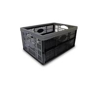 HOMION Strong Folding Collapsible Plastic Storage Crates Boxes Stackable Basket 32L Fold able Crate Stacking Basket Easy Camping Storage Lightweight Compact Crate Folding Collapsing (PACK OF 4)