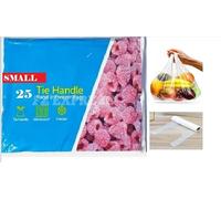 Strong FOOD Tie Handle Freezer Bags Resealable Sandwich Kitchen Storage Bags. For Fresh Food, Vegetables, Fruit, Meat, Meal Prep, Sandwiches For Home & Travel Use Freezer Safe (25, White, Small)