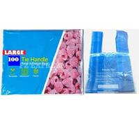 Strong FOOD Tie Handle Resealable Sandwich Freezer Bags Kitchen Storage Bags. For Fresh Food, Vegetables, Fruit, Meat, Meal Prep, Sandwiches For Home & Travel Use Freezer Safe (100, Blue, Large)