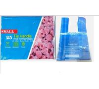 Strong FOOD Tie Handle Resealable Sandwich Freezer Bags Kitchen Storage Bags. For Fresh Food, Vegetables, Fruit, Meat, Meal Prep, Sandwiches For Home & Travel Use Freezer Safe (25, Blue, Small)