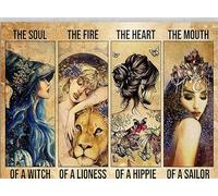 Strong Girl Beautiful Woman The Soul Of The Fire Of Lioness The Heart Of A Decoration Art Sign Funny Vintage Metal Sign Poster 8X12 Inches