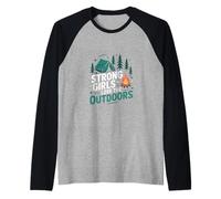 Strong Girls Love The Outdoors Camping Hiking Raglan Baseball Tee