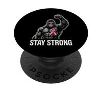 Strong Gorilla Pink Ribbon Awareness Fighter Power PopSockets Adhesive PopGrip