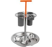 Strong Hand Tools Portable Round Tool Tray, T Shaped Handle for Easy to Carry, Stainless Steel Multi Level Tool Tray for Mechanics, Ideal for Garage, Workshop, DIY and Auto Repair RTC104