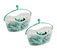 Strong hanging 72 plastic clothes pegs | with clear basket and hook | for Washing Line with Hanger | Weather Resistant Bucket with Drainage Holes | Convenient solution for Laundry Hanging