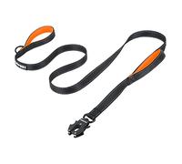 Strong Heavy Duty Dog Lead - 6ft Reflective Nylon Dog Training Leads with Padded Double Handle & Auto Lock Frog Clip, Safety Traffic Dog Leash for Large Medium Small Dogs Anti Pull Walk Black Orange