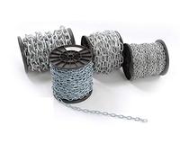 Strong Heavy Duty Steel Chain BZP Bright Zinc Plated Side Welded Security Links (10m, 6mm)