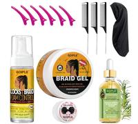 Strong Hold Braid Gel Braid Mousse Tames Frizz Smoothing Gel Good for Twist, Locs, Braids, Cornrows Extra Hold Braiding Gel & Edge Control (Hair Oil Edge Control Hair Combs Hair Bonnet)