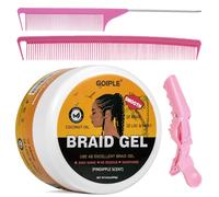 Strong Hold Braiding Gel for Twists, Locs, Edges, Cornrows - with Hair Combs for Effortless Styling - No Flake, High Shine, Smoothing, Tames Frizz Braid Gel & Edge Control 8.8 OZ
