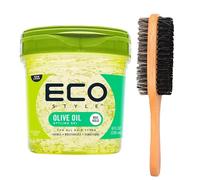 Strong Hold Hair Styling Gel with Boar Bristle Brush | Curl Defining Formula for Curly Hair, Baby Hair & Wet Look Finish | Slick Back Hair Products & Braiding Styling Bundle