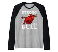 Strong Like A Bull Weight Powerlifting Bodybuilding, Cowboy Raglan Baseball Tee