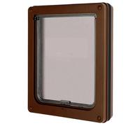 Strong Lockable Dog Door with Privacy Protection Flap Gate Pet For Big Small Dogs for Cats & Doggie(Brown,S)